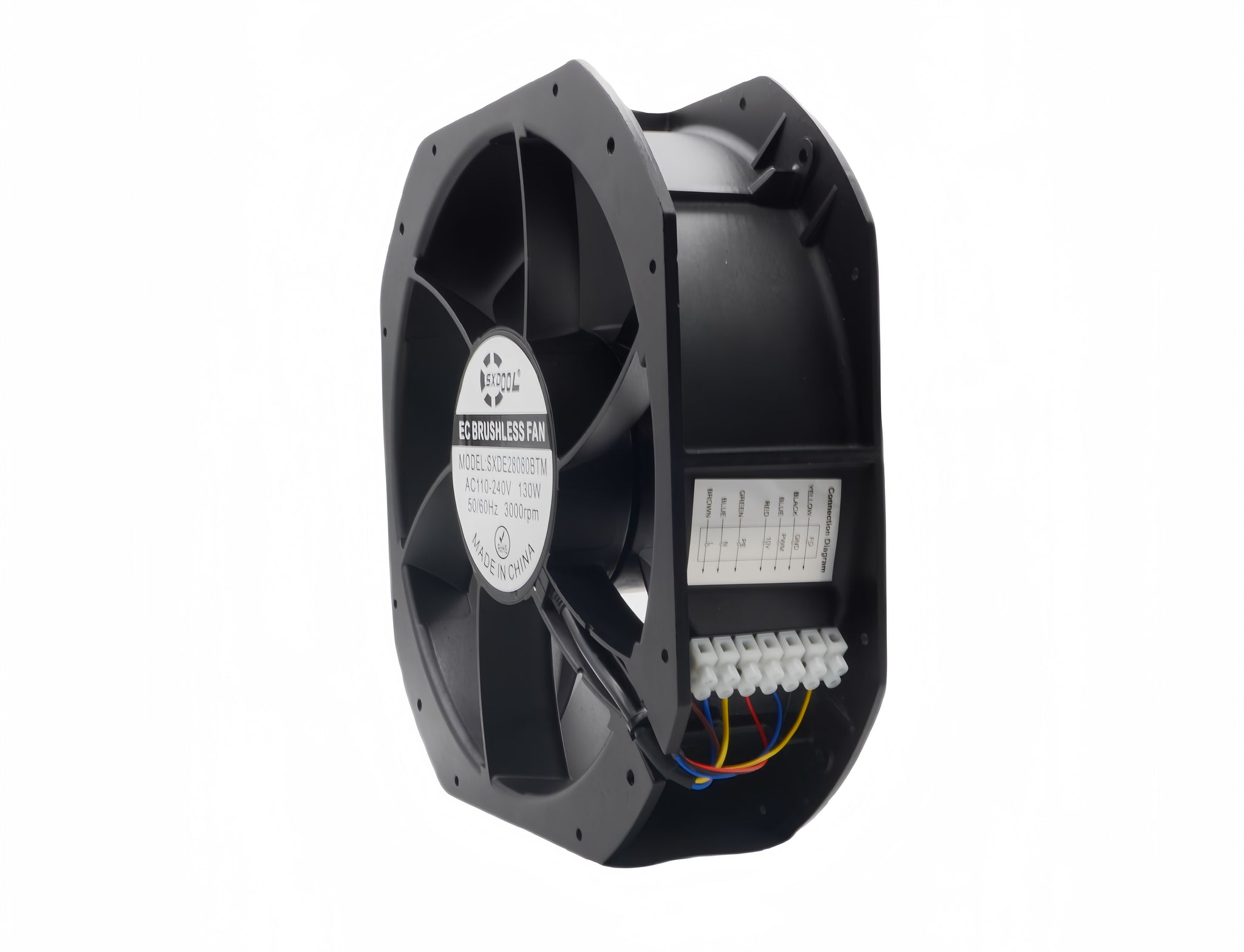 EC Powerful Large Airflow Fan SXDE28080BTM, 280x280x80mm AC 115V 230V 1200CFM for Charging Stations Distribution Boxes Servers