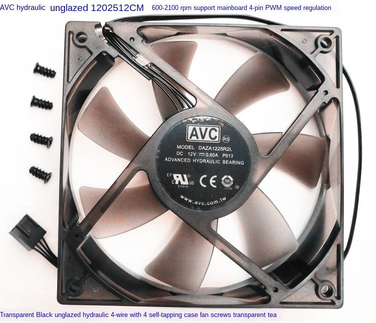 DAZA1225R2L For Lenovo AVC 12025 12cm Fan 4-Wire pwm fan Temperature 12V 0.60A Red LED cooling fan