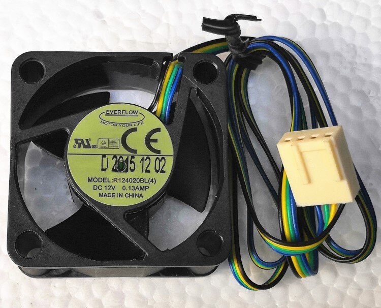 40mm Pwm Fan 4cm   Everflow 4020 4cm Fan Double Ball 4-wire Speed Regulation R124020bl 12V 0.13a