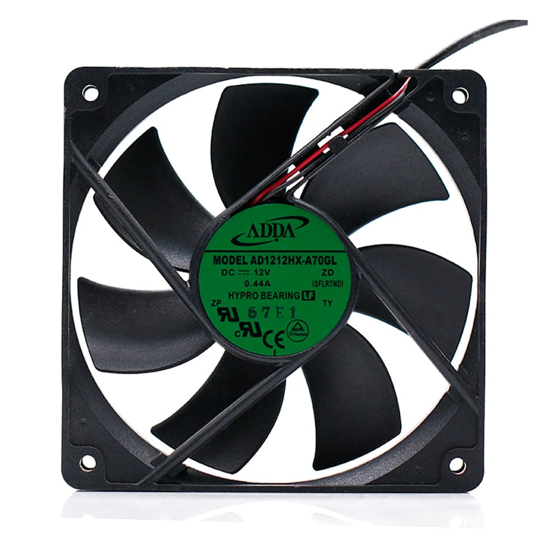 Adda AD1212HX-A70GL 12025 12V 0.44A Large Air Flow Two-Wire Power Supply Chassis Fan