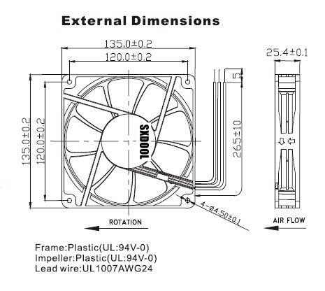 13525 135mm DC 12V 0.70A 135*135*25mm ADN512UB-A90 ADN512UB-A91 AFB1312M