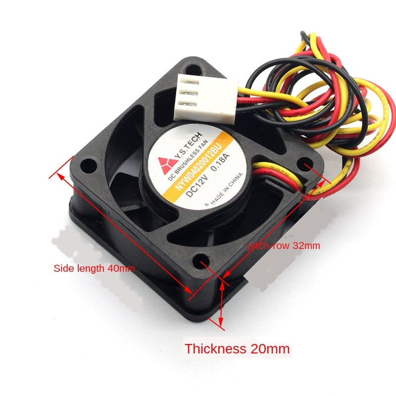 2pcs For Y.s. Tech Wonsan NYW04020012BU 4cm 4020 12V 0.18A Three Cooling Fan