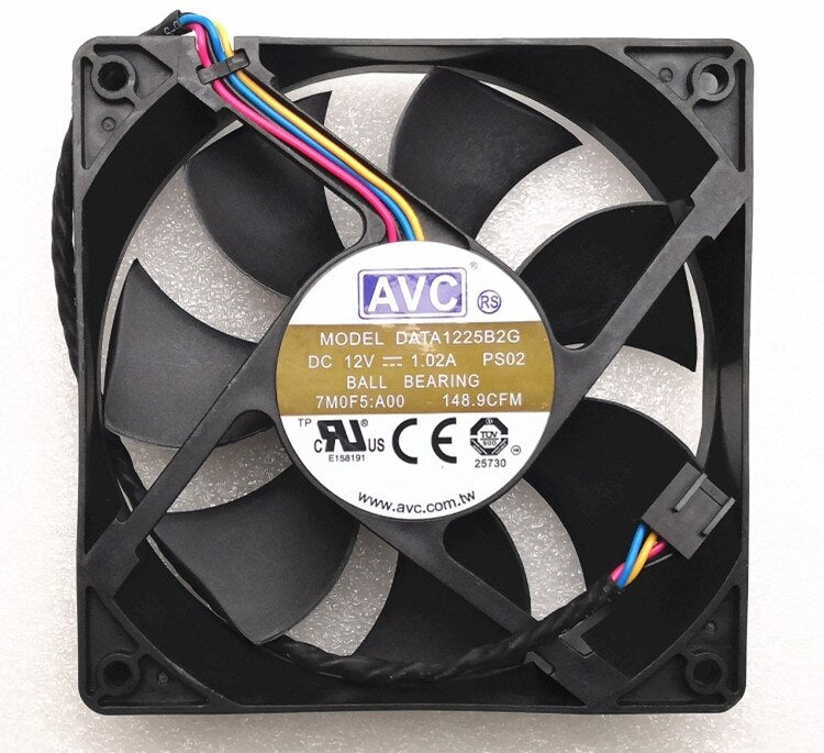 AVC 12025 12cm Fan Double Ball 4-wire Data125b2g 12V 1.02a 7m05f Pwm Cooling Fan