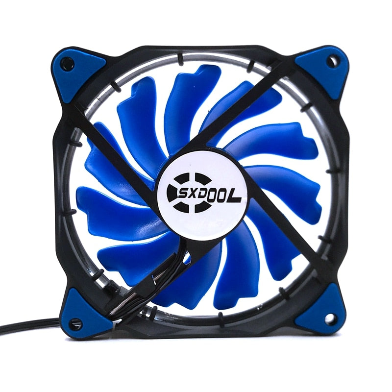120mm Cpu Cooler 1pcs Blue LED Fan 120X120X25mm DC 12V 0.14A 900RPM Silent Quiet Solar Eclipse Chassis Cooling Fan