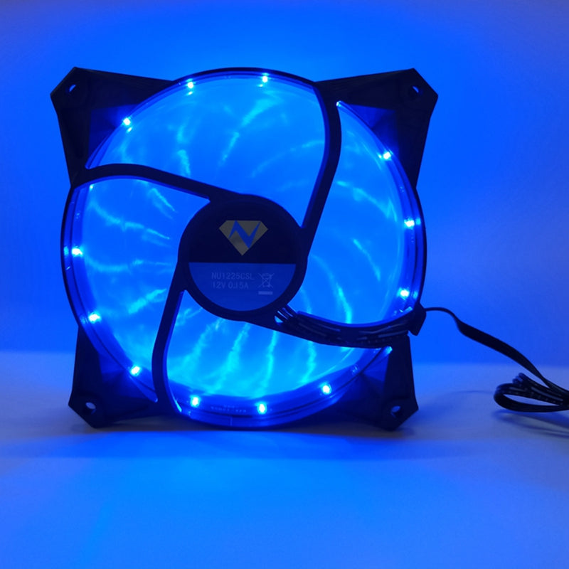 12025 Transparent Light-Emitting 12v 15 Blue Lights Computer Shadow Chassis Wind Fan