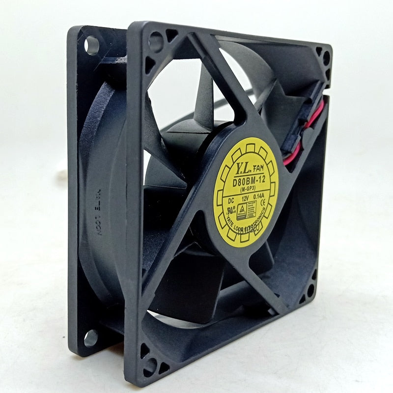 80mm cooling fan 8cm  8025 12V double ball mute fan d80bm-12 atomizer speaker power amplifier cooling fan