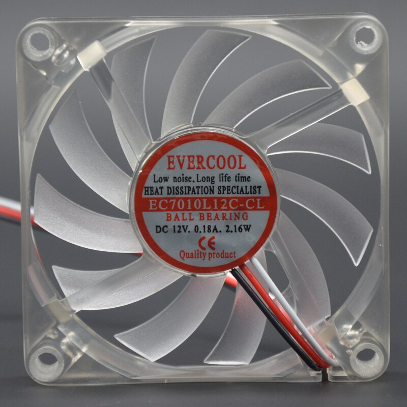 Computer Led Fan 70mm Red Cpu Pc Cooling Fan Slim 10mm Thickness