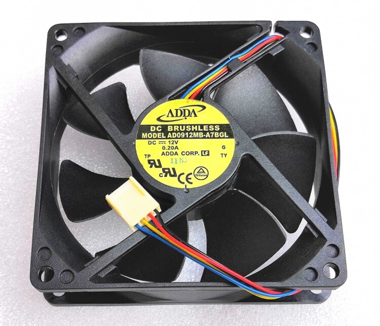 10pcs   ADDA 9225 9cm Fan AD0912MB-A7BGL 0.20a Double Ball 4-wire Temperature Control Mute