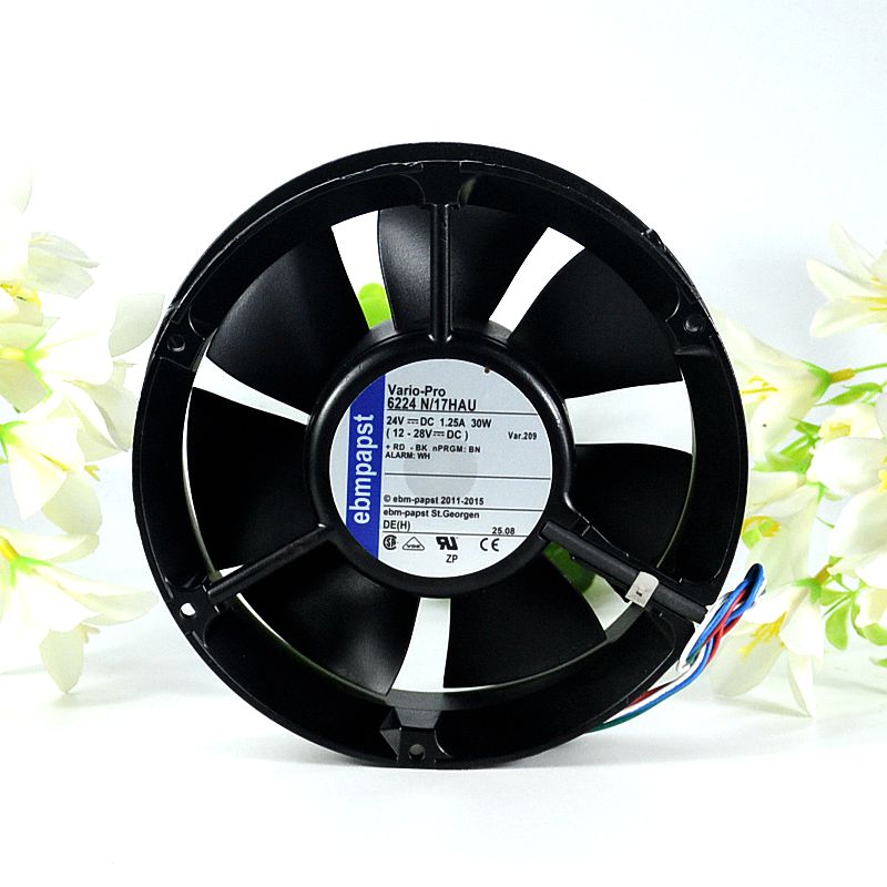 5pcs/lot  PAPST 6224 N/17HAU 6224N/17HAU DC 24V 1.25A 172x172x51mm Server Round Fan