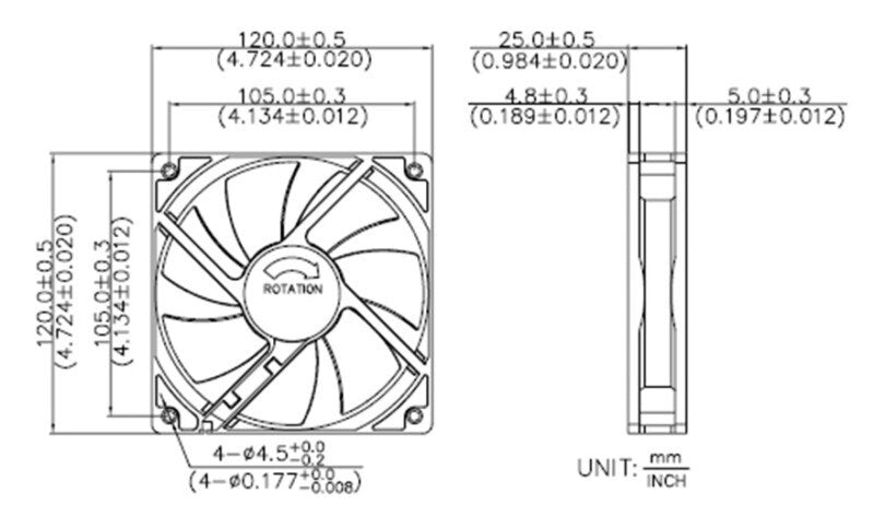 ADDA AD1212LB-A71GL 12cm 120mm 120*120* 25mm  12V 0.24ADC Cooling Computer Ball Brg 2pin FAN