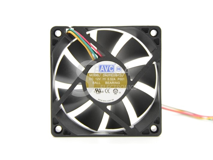 AVC DA07520B12U 7520 12V 0.52A 4Wire Tempreture PWM Speed Control Computer Cpu Cooling Fan