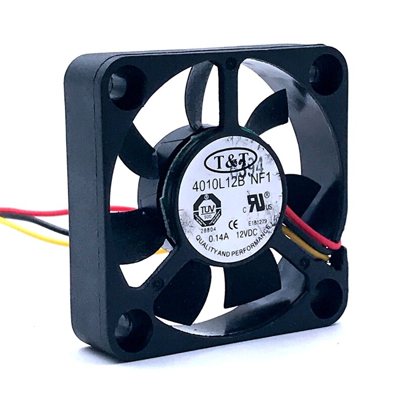 10pcs 40mm Fan  T&T 4010L12B NF1 DC12V 0.14A Dual Ball 4010 40MM 40X40X10MM 5600rpm 3pin Cooling Fan