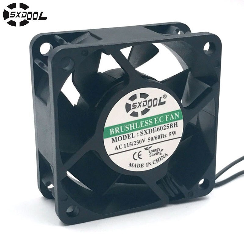 SXDOOL SXDE6025HB Cooling Fan 110V 115V 220V 230V 6025 60mm 60*60*25mm 5W 5500RPM 25.2CFM Powerful Cooler Small Size