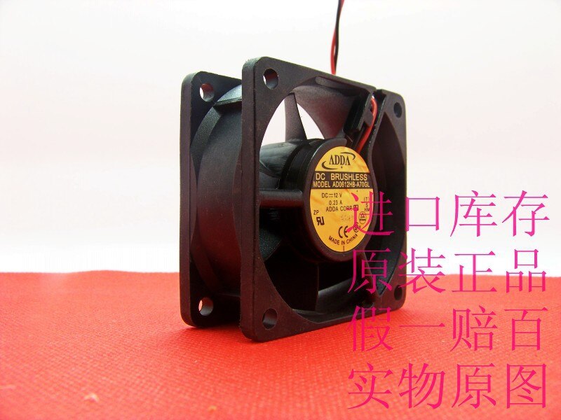 ADDA AD0612HB-A70GL  6CM 6025 Dual Ball Bearing Cooling Fan 12V 0.23A 2 Line