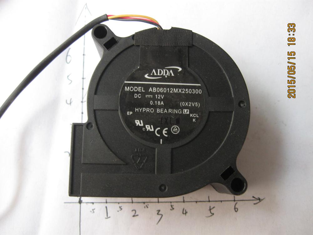 ADDA AB06012MX250300 DC 12V 0.18A 60x60x25mm Server Projector Blower Cooling Fan