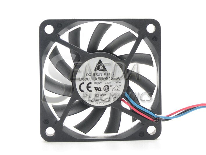 2PCS Delta AFB0612HA  DC 12V 0.22A Cooling Fan  Server Square Fan 60x60x10mm 3-wire Dc Brushless 6cm Cooler
