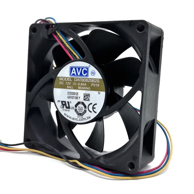 10pcs 80mm Fan  AVC DATB0825B2S 8025 DC 12V 0.84A PWM Speed Winds Cooling Fan