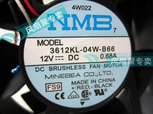 1pcs  NMB 3612KL-04W-B66 DC 12V 0.68A 9CM 9032 Server Inverter Cooling Fan