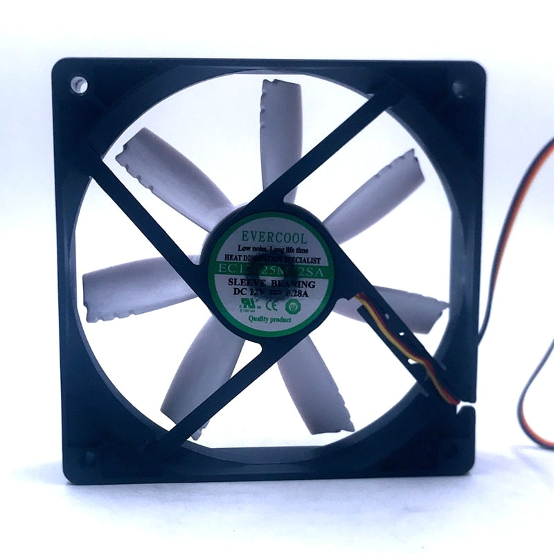 120mm fan computer case cooling fan EC12025M12SA 12025 sleeve 12V 0.28A 1200RPM 58.6CFM 18.6DBA