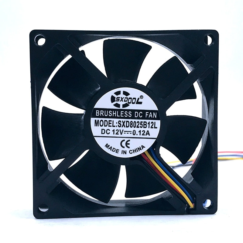 10pcs Cooling Fan 8cm  Sxdool Sxd8025b12l Dual Ball DC 12V 0.12A 3300RPM Replace AFB0812SH AUB0812VH AUB0812SH Cooling Fan