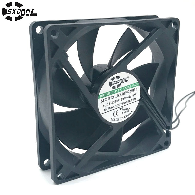 220v Motor SXDOOL SXDE9225HB EC Motor 92mm AC Fan 110V 115V 220V 230V Axial Cooling Cooler 6W 2800RPM 55.2CFM