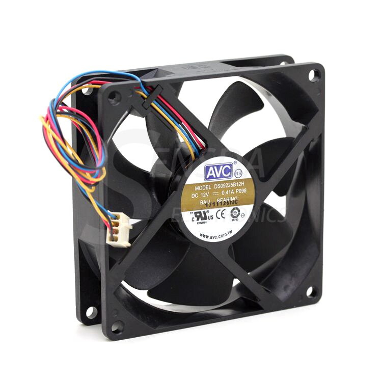 AVC DS09225B12H 12V 0.41A 9CM 9225 four-lane Dual Ball Bearing PWM Fan Thermostat