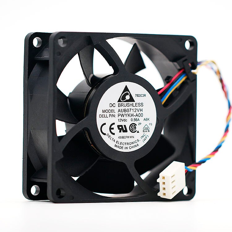 AUB0712VH 12V 0.56A 7CM 7025 4-wire PWM Temperature Controlled Cooling Fan   Delta