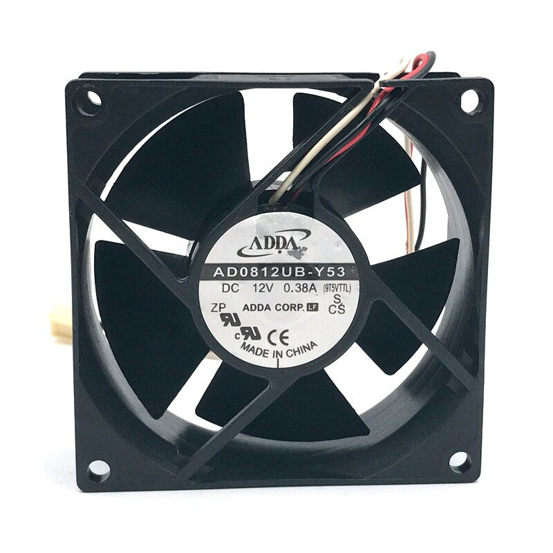 ADDA Cooling Fan 8038 AD0812UB-Y53 80mm 8cm DC 12V 0.38A 3-wire Case Blower 80*80*38mm