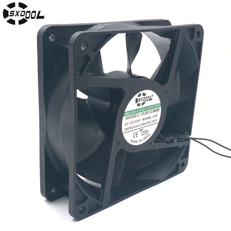 Ec Motor Cooling Fan 220V 110V 230V 115V SXDOOL SXDE12038HB 120mm 12038 12V 3500RPM 147.6CFM Axial Cooler