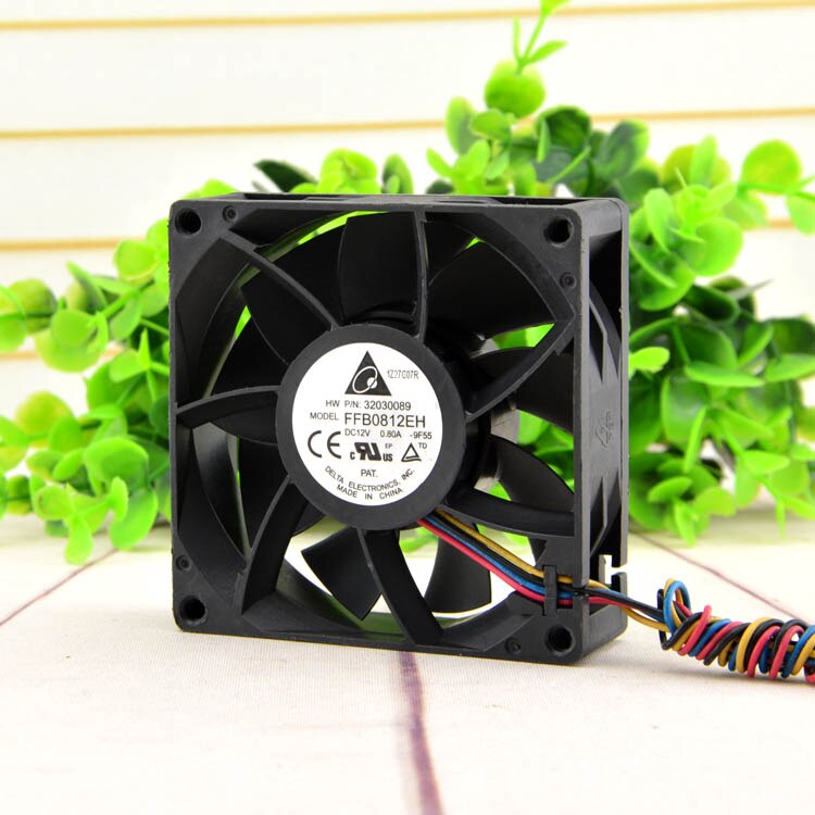 10PCS  Delta  FFB0812EH  8CM 80MM 8025 80*80*25MM 12V 0.80A Violent Wind Capacity 4 Wire Fan With PWM Support