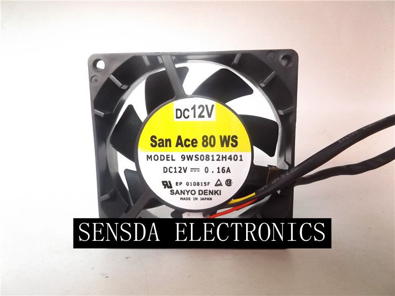 8cm 8025 Server Waterproof Fan  Sanyo 9WS0812H401 12V 0.16A 80*80*25CM
