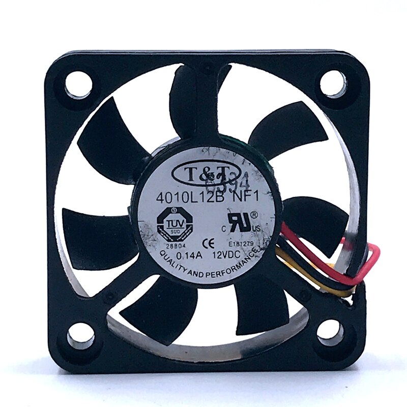 10pcs 40mm Fan  T&T 4010L12B NF1 DC12V 0.14A Dual Ball 4010 40MM 40X40X10MM 5600rpm 3pin Cooling Fan