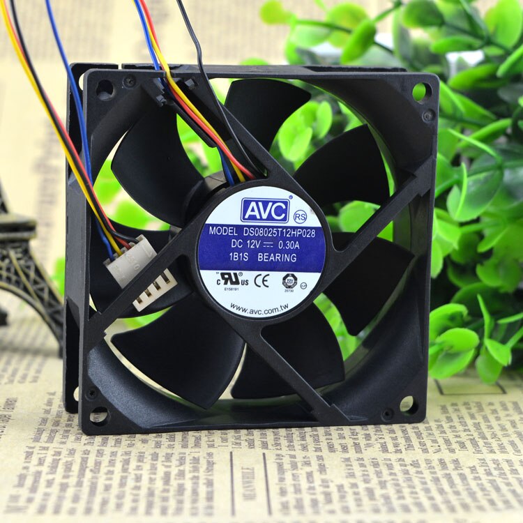 AVC 8CM Ds08025t12hp028 12V 0.30A 8025 4 PWM Temperature CPU Case Needle Quiet Fan 8CM 80MM