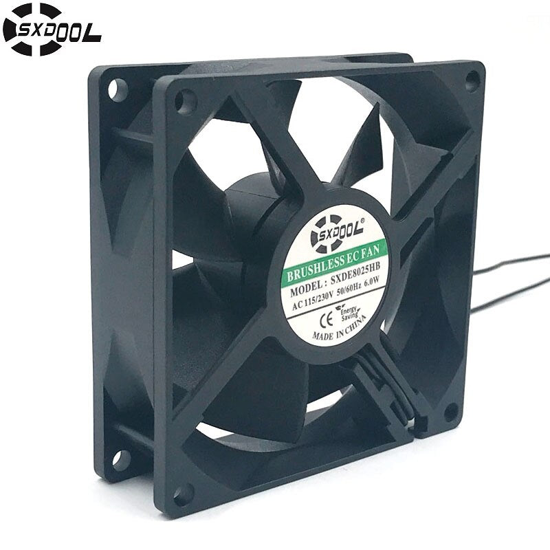 SXDOOL SXDE8025HB Brushless Aial Fan Motor Ec Fans 80*80*25mm 80mm Ac 110v 115V 220v 230V 50/60Hz 6W 3000RPM 36.5CFM Customized