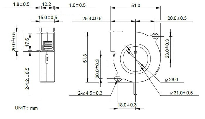MF5015VX-B00C-A99 Sunon 3D Printer Blower Fan 5015 12V  0.17A Magnetic Suspension Bearing Fan Centrifugal DC Cooling Turbo Fan