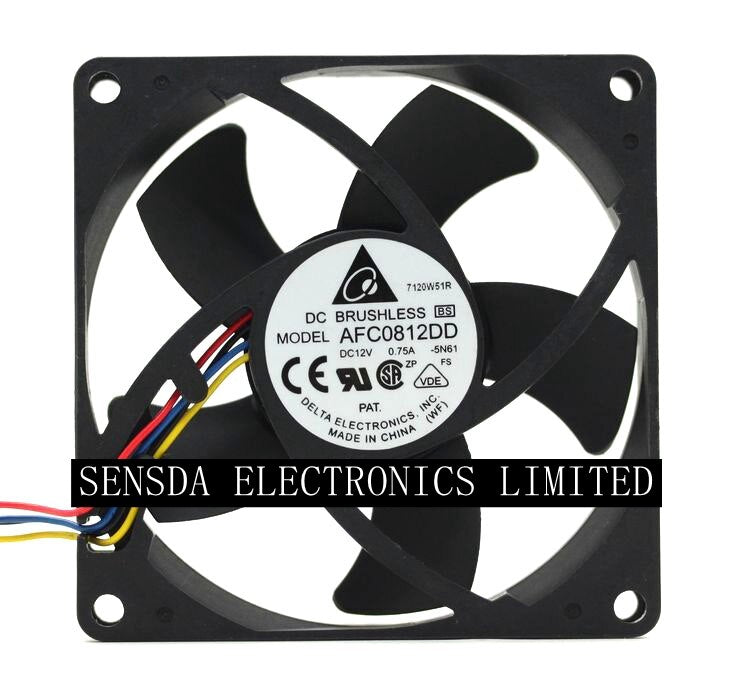 1pcs Pwm Fan  Delta AFC0812DD DC12V 0.75A 8020 8CM 80mm 80x80x20mm 4Pin 4Wire high-speed Cooling Fan