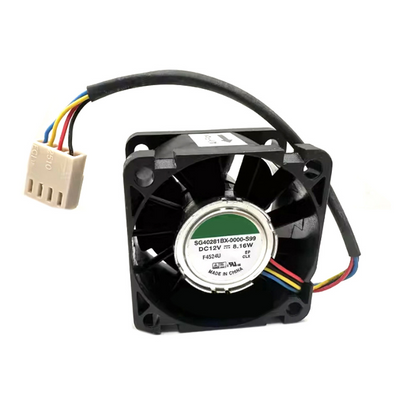 External seller reference: SUNON SG40281BX-0000-S99, DC12V 8.16W; four red/black/yellow/blue leads. Image does not prove the shipping unit, condition or supplied connector. Verify full part number, dimensions, connector and pinout before ordering. Lead count does not establish control functions.