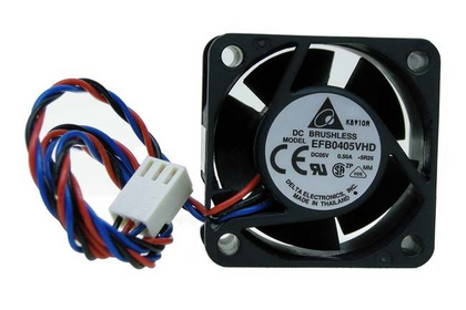 External seller reference: Delta EFB0405VHD-5R26, DC5V 0.50A; three red/black/blue leads, pale three-position housing. Image does not prove the shipping unit, condition or supplied connector. Verify full part number, dimensions, connector and pinout before ordering. Lead count does not establish control functions.