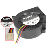 Supplier reference composite image: Nidec A35397-35BRA, 12V DC 2.7A; grey housing with label and connector insets. Separate insets do not prove one physical unit. Historical dark RH01/4727D F1 E.P. version differs from source JS/4218G B8 E.P. Supplied revision, connector, pinout and condition unverified.