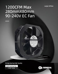 SXDOOL SXDE28080BTM EC Axial Fan 280x280x80mm AC 90-240V 130W
