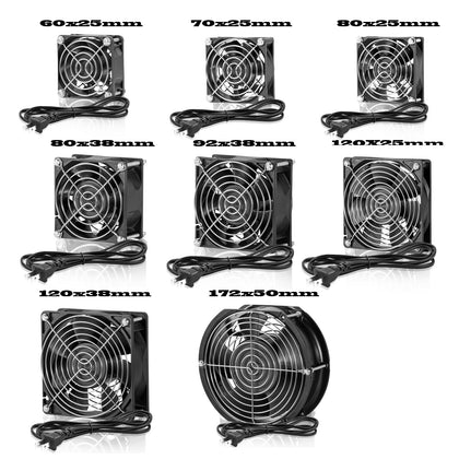 EC Fan AC 115V 230V 60mm 70mm 80mm 92mm 120mm 172mm High Speed Large Air Flow Dual Ball Industrial Chassis Fan with Power Cord