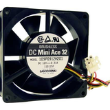 External CWC independent-unit reference: Sanyo Denki109P0912H201, label12V DC0.31A, single bare fan/white plug. Processing history unknown, not shipping-stock or quantity/guard/connector proof. Original complete two-fan/guard photo retained as image2; actual supplied assembly and pinout require verification.