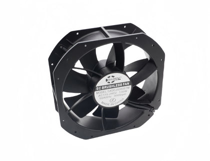 SXDOOL SXDE28080BTM label showing AC110-240V, 130W, 50/60Hz and 3000rpm