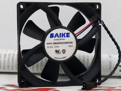 BAIKE DBA09225B24H 92x92x25mm 24V DC 0.50A 2-wire axial cooling fan