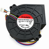 SUNON PF97331BX-B00C-S99 12V DC 97x97x33mm blower fan with connector on white background
