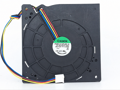 SUNON PMB1212PLB2-A 12V DC 120x120x32mm blower fan rear label view on white background