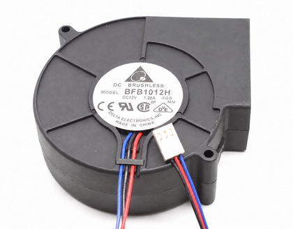 Delta BFB1012H-F00 12V DC blower - original label and blue-black-red three-wire connector