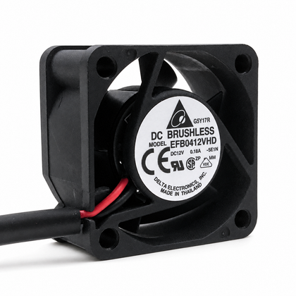 Delta EFB0412VHD-5E1N 12V 0.18A cooling fan, two red and black leads - retouched product photo