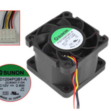 Whole supplier composite reference: SUNON PSD1204PQB1-A with separate (2) and B3421.F.GN markings, DC12V 2.6W. Label and connector insets do not establish one physical unit or supplied wiring, fit or condition; catalogue joined punctuation remains unverified.