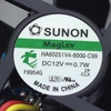 SUNON HA60251V4-0000-C99 original listing nameplate detail crop, DC 12V 0.7W and F9954G marking; native pixels retained. Historical listing photograph, not current shipping-unit verification.
